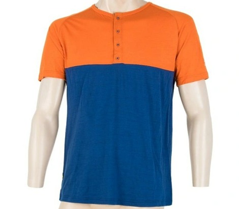 SENSOR MERINO AIR PT pánské triko kr.rukáv s knoflíky oranžová/modrá