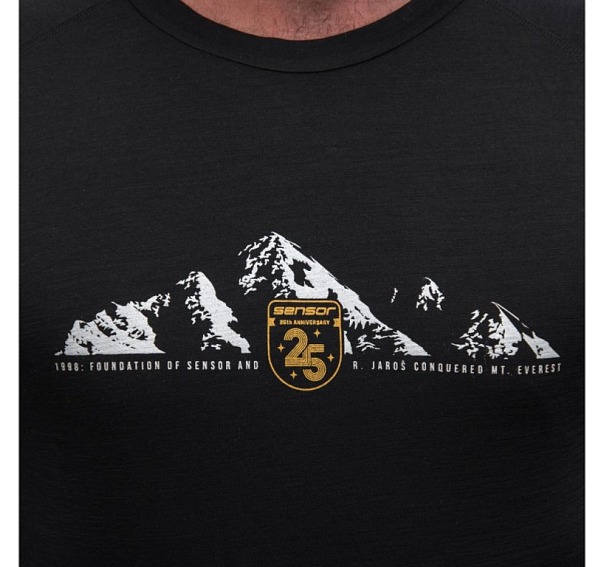 SENSOR MERINO AIR RJ EVEREST pánské triko kr.rukáv černá