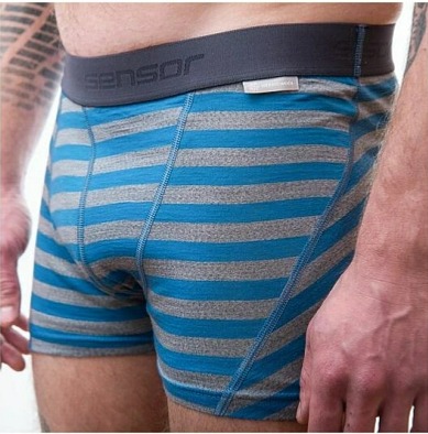 SENSOR MERINO ACTIVE pánské trenky s pruhy modré