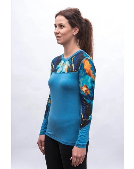SENSOR MERINO IMPRESS dámské triko dl.rukáv modrá/universe
