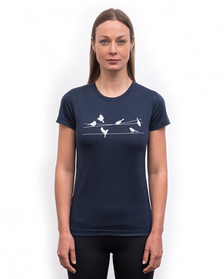 SENSOR MERINO ACTIVE SONGBIRDS dámské triko kr.rukáv deep blue