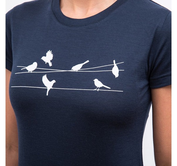 SENSOR MERINO ACTIVE SONGBIRDS dámské triko kr.rukáv deep blue