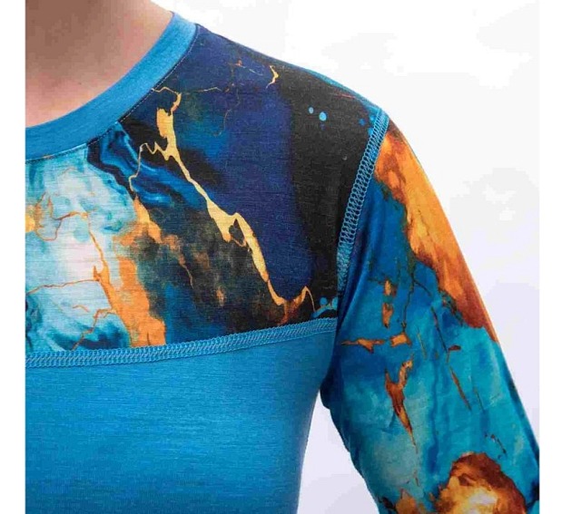 SENSOR MERINO IMPRESS dámské triko dl.rukáv modrá/universe