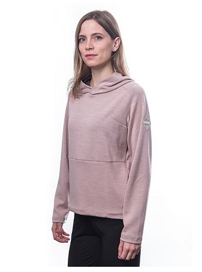 SENSOR MERINO UPPER traveller dámská mikina s kapucí, dusty pink