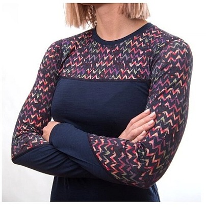 SENSOR MERINO IMPRESS dámské triko dl.rukáv deep blue/origami