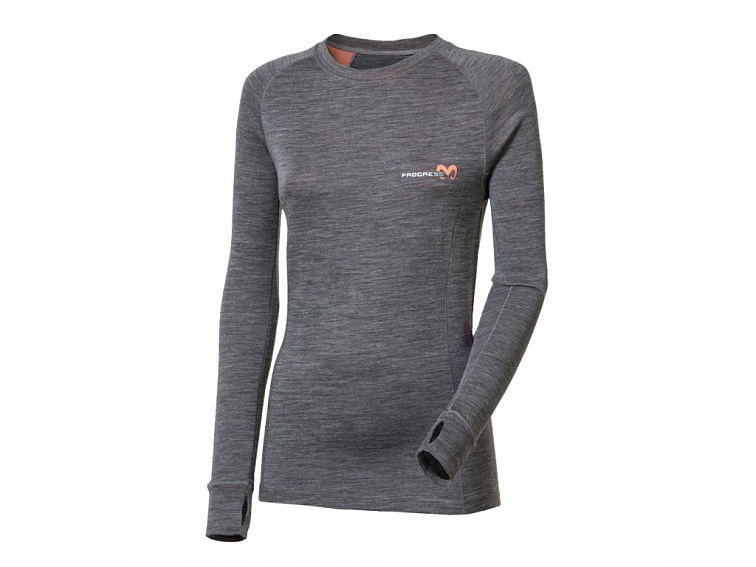 PROGRESS dámské Merino & Bambus triko s dlouhým rukávem, šedé