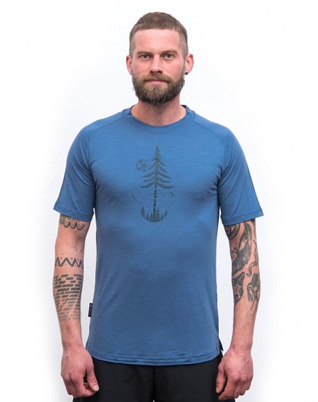 SENSOR MERINO AIR EARTH pánské triko kr.rukáv riviera blue