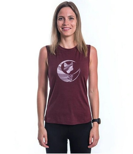 SENSOR MERINO AIR FOX dámske červené tričko bez rukávov Port Red