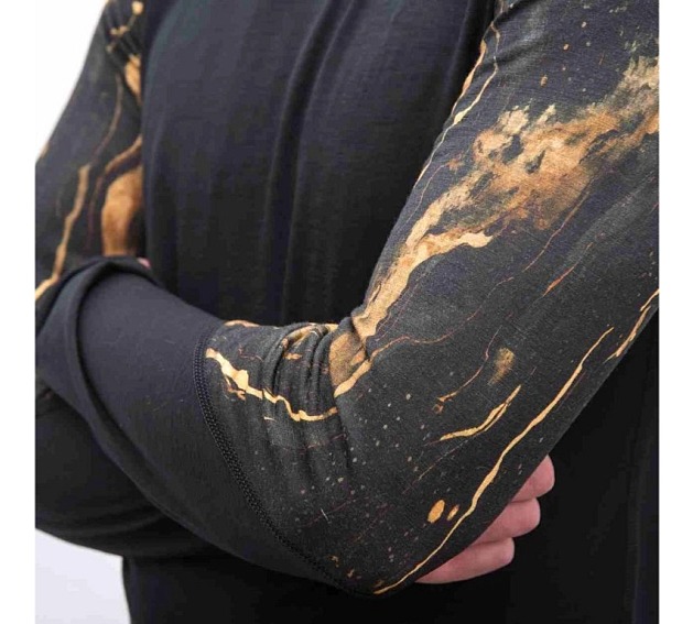 SENSOR MERINO IMPRESS pánské triko dl.rukáv černá/cosmos