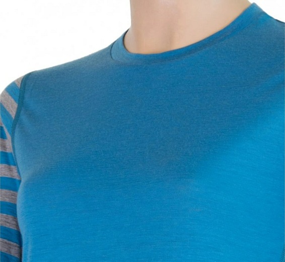 SENSOR MERINO ACTIVE dámské triko dl.rukáv modrá/šedá pruhy