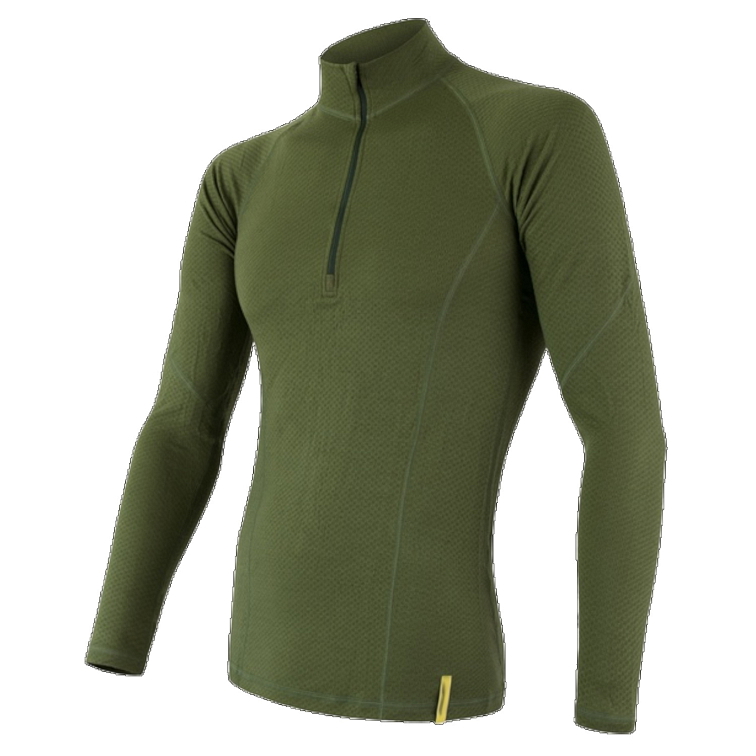 EGLOO DF MERINO ZipperNeck BaseSet pánské triko dl.rukáv ZIP+spodky, zelená