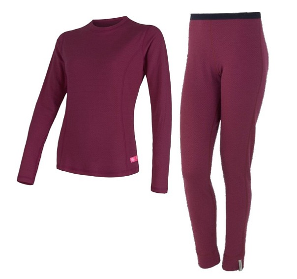 EGLOO DF MERINO Hike&Ski BaseSet dámské triko dl.rukáv+spodky, lilla