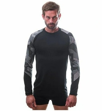 SENSOR MERINO IMPRESS pánské triko dl.rukáv černá/camo
