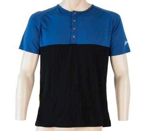 SENSOR MERINO AIR PT pánské triko kr.rukáv s knoflíky modrá/černá