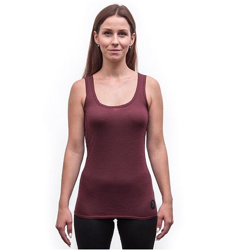 SENSOR MERINO AIR dámské triko bez rukávu port red