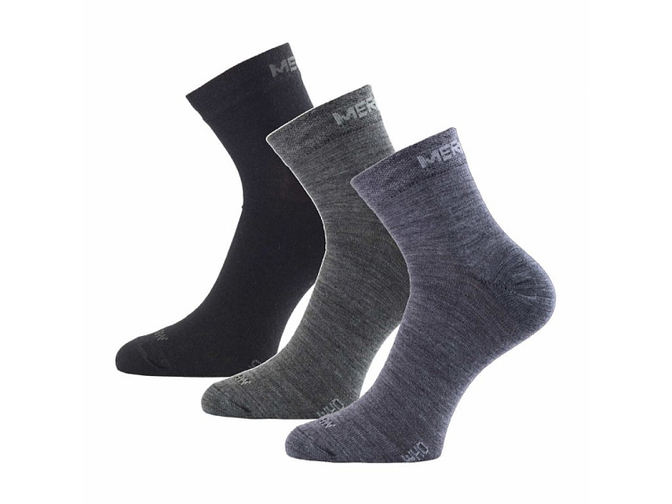 LASTING merino ponožky WHO 3-PACK, černá+šedá+modrá