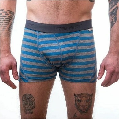 SENSOR MERINO ACTIVE pánské trenky s pruhy modré