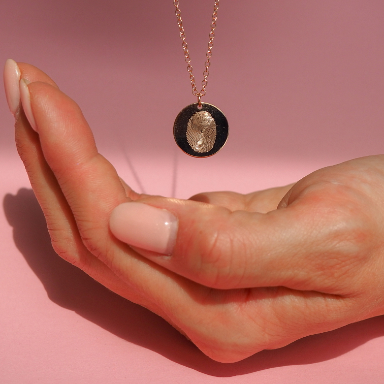 Náhrdelník se dvěma otisky prstů rose gold filled