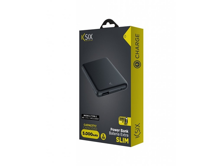Ksix Power Bank 5 000mAh, 10W + USB-A na USB-C kábel