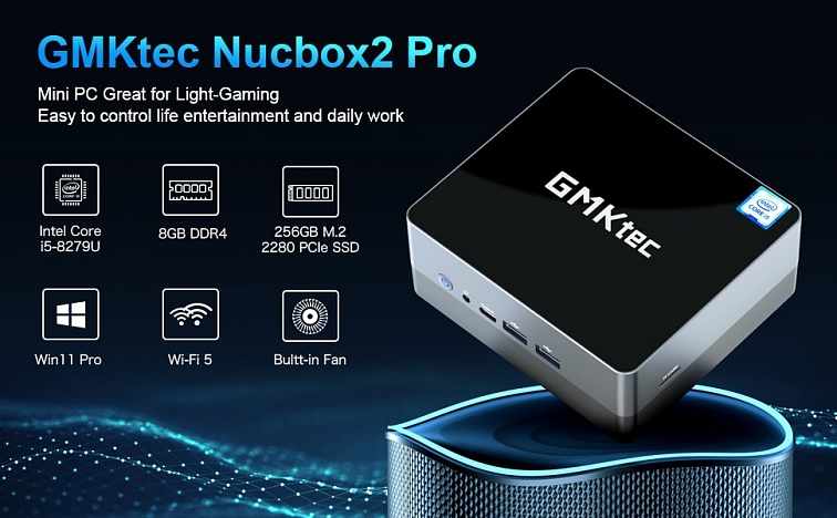GMK NucBox2® Intel Core i5-8259u 4K Mini PC