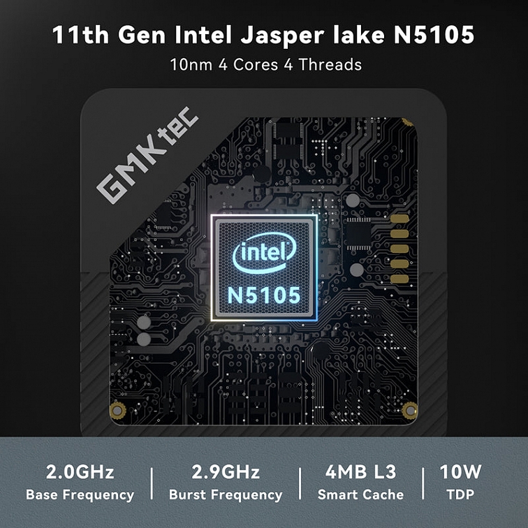 GMK NucBox 5 Intel 11. N5105,RAM 8GB,SSD 256GB,Wi-Fi 5®
