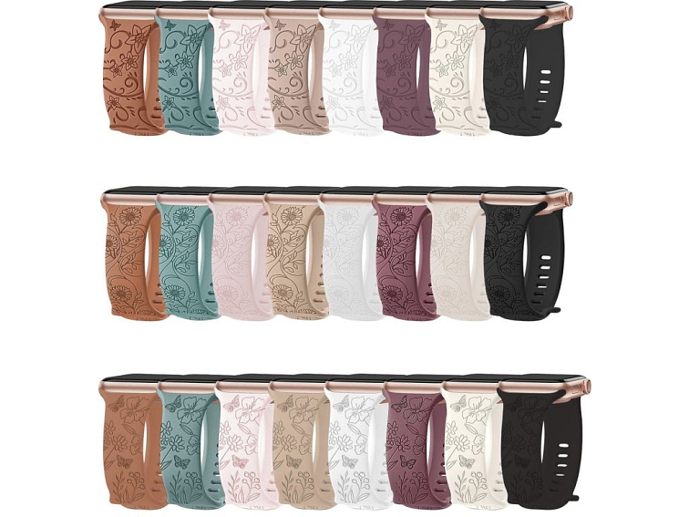 Řemínek gravírované květiny pro Apple Watch 38/40/41/42(S10)mm