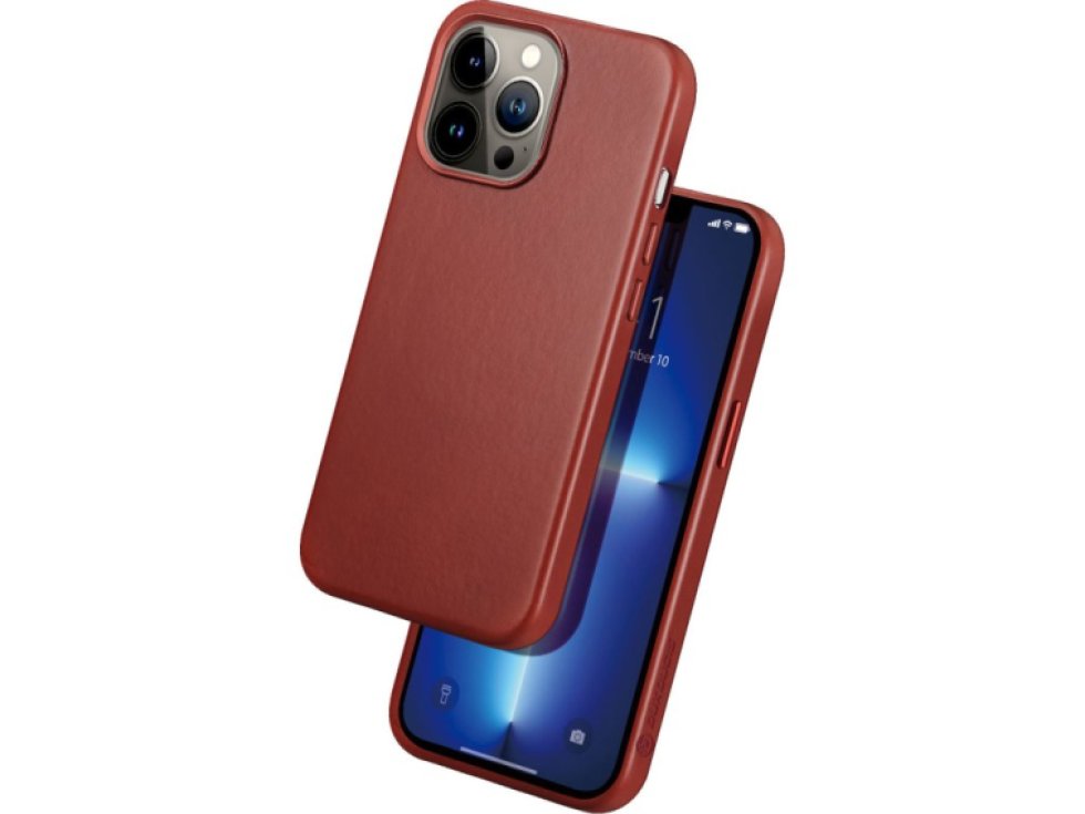 Kožený kryt na iPhone 13 Pro - DuxDucis, Naples with MagSafe Red