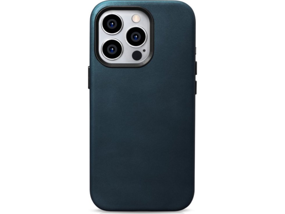 Kožený obal na iPhone 15 Pro - iCarer, OilWax MagSafe Blue WMI15230602-Blue