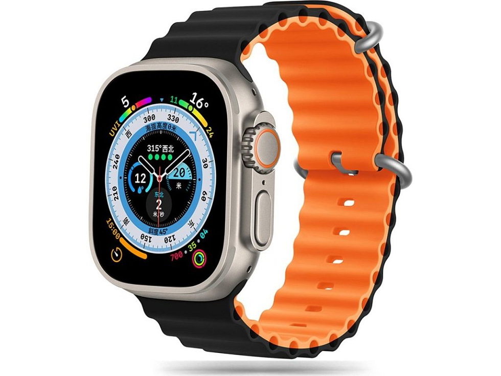 Řemínek pro Apple Watch 44mm / 45mm / 46mm / 49mm - Tech-Protect, Iconband Pro Black/Orange