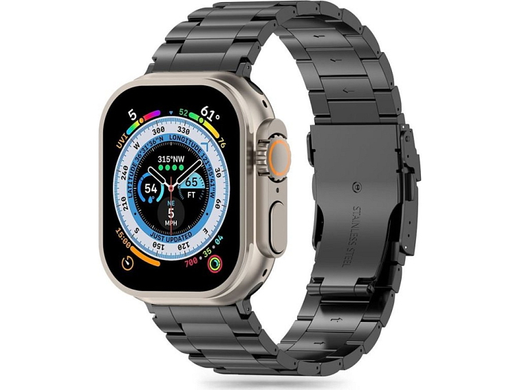Řemínek na Apple Watch 44mm / 45mm / 46mm / 49mm - Tech-Protect, Stainless Pro Black