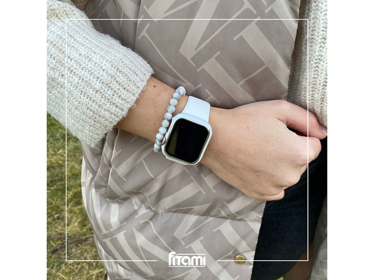 Lesklé ochranné pouzdro s tvrzeným sklem - Bílé se stříbrným obrysem