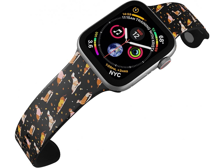 Apple watch černý řemínek Jezevčíci ve svetru