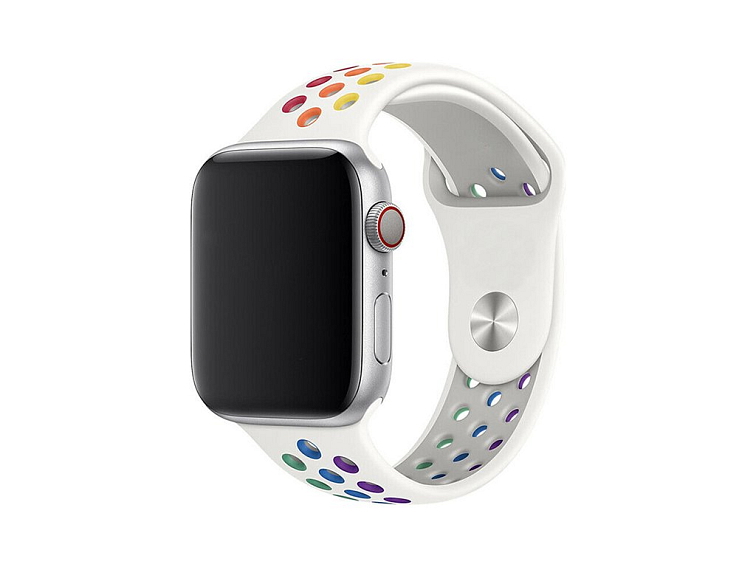 Sportovní řemínek na Apple Watch - Rainbow white