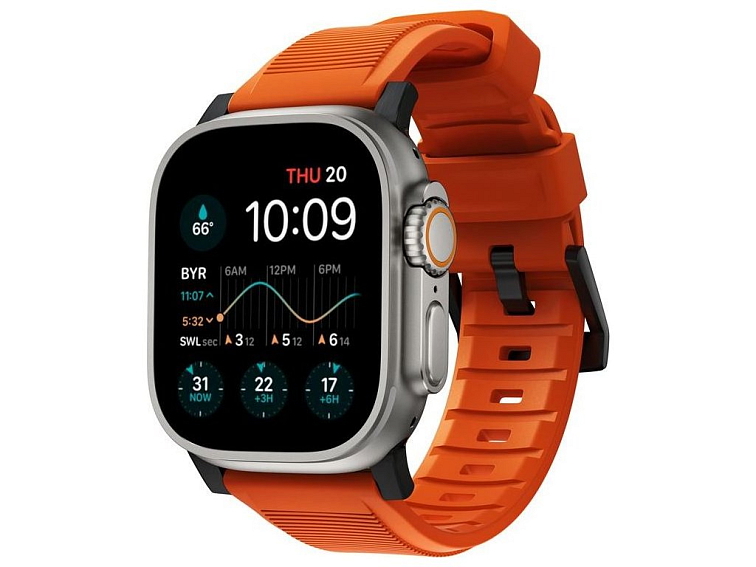 Řemínek pro Apple Watch 44mm / 45mm / 46mm / 49mm - Nomad, Rugged Strap Orange/Black