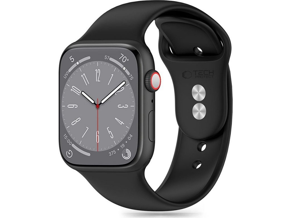 Řemínek pro Apple Watch 44mm / 45mm / 46mm / 49mm - Tech-Protect, Silicone Black