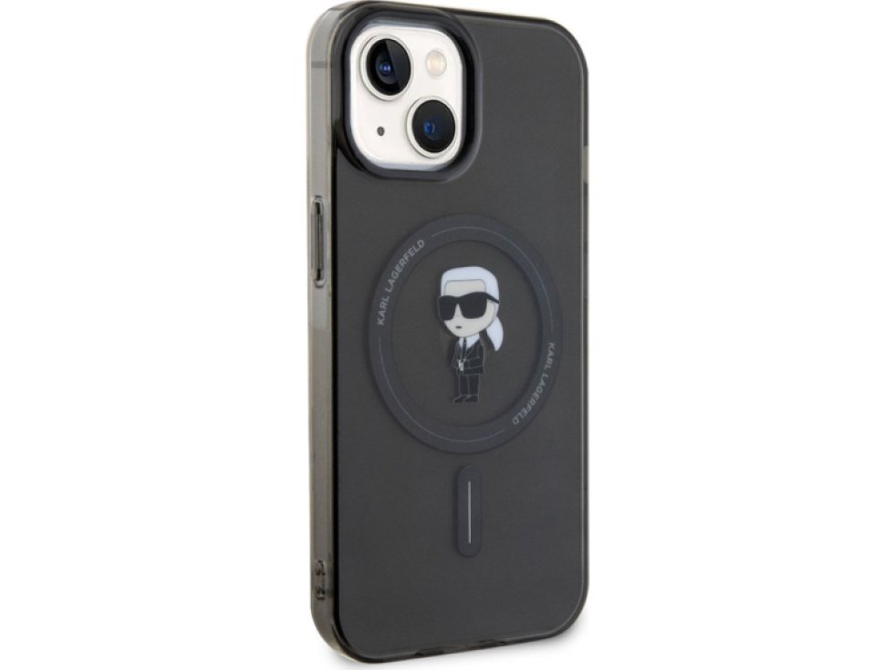 Ochranný kryt na iPhone 15 - Karl Lagerfeld, IML Ikonik MagSafe Black KLHMP15SHFCKNOK