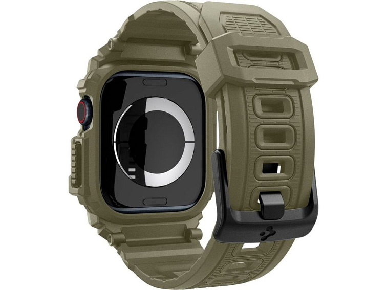 Řemínek s krytem pro Apple Watch 46mm - Spigen, Rugged Armor Pro Vintage Khaki