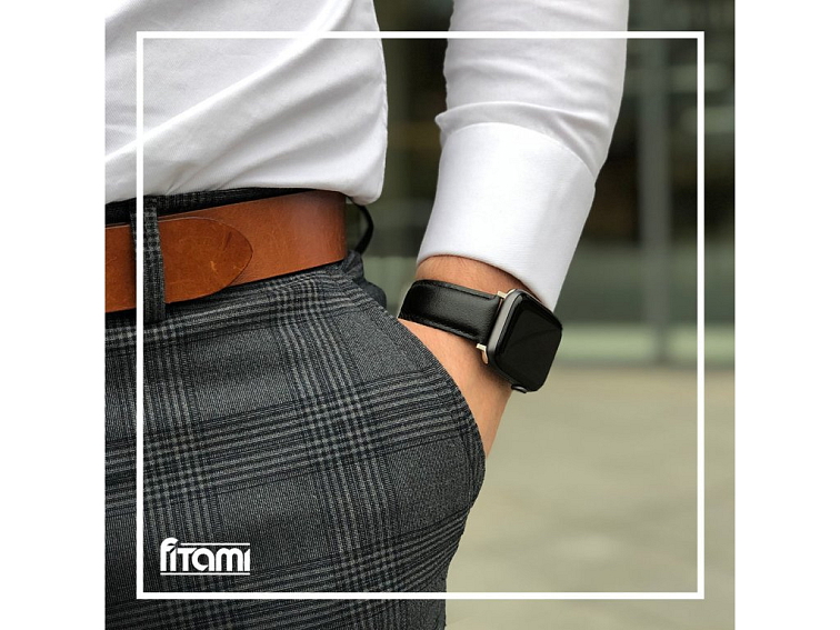 Kožený řemínek pro Apple Watch - Černý