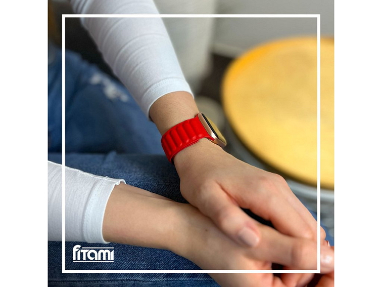 Kožený řemínek s magnetem pro Apple Watch - Červený