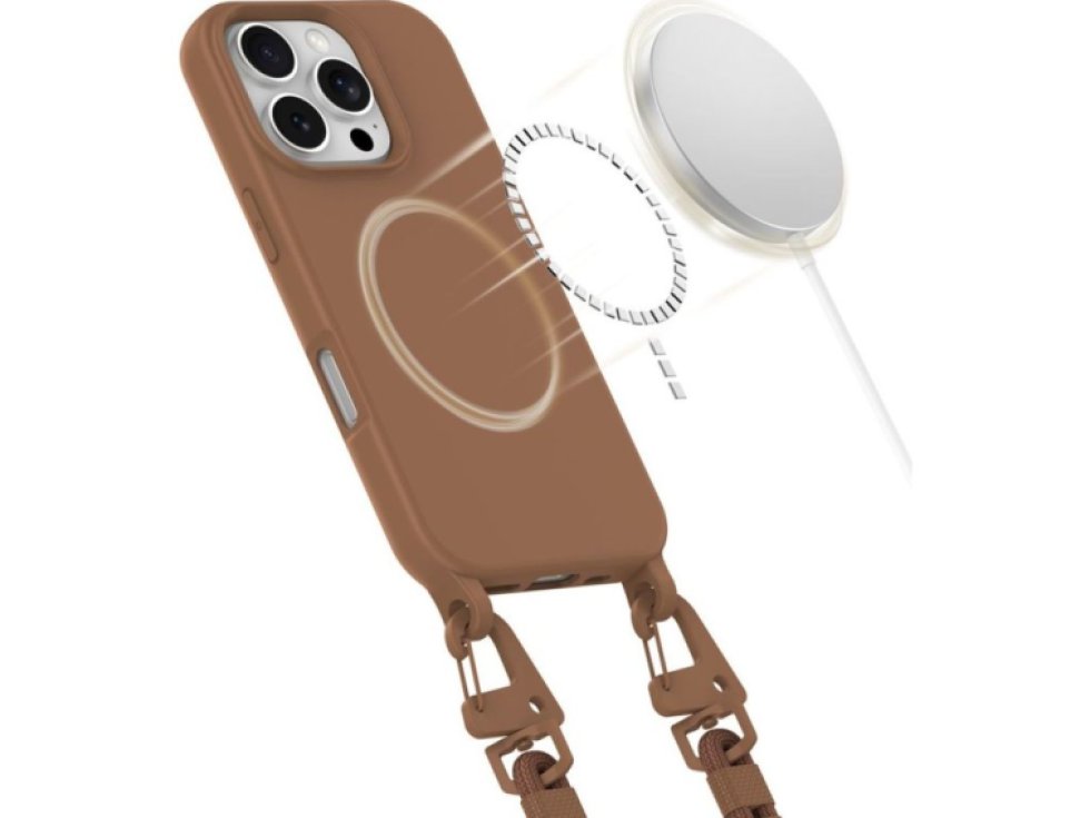 Kryt se šňůrkou na iPhone 16 Pro - Tech-Protect, Magnecklace MagSafe Chocolate Brown