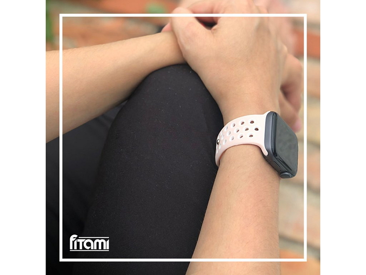 Sportovní řemínek na Apple Watch - Růžovo-bílý