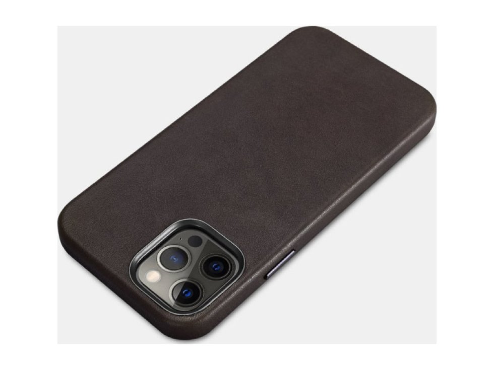 Kožený kryt na iPhone 12 Pro MAX - iCarer, Crazy Horse with MagSafe Coffee 13.01.ALI1203-CO