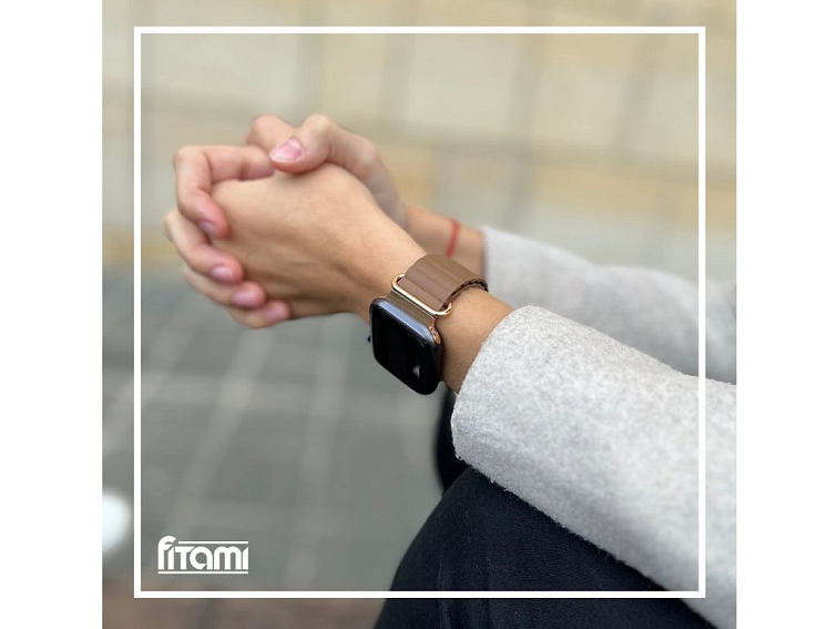 Stylový kožený řemínek s magnetem pro Apple Watch - Hnědý