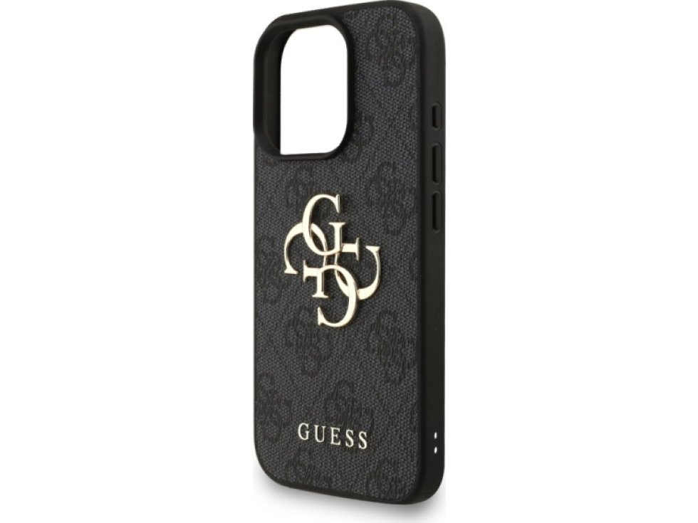 Ochranný kryt na iPhone 16 Pro - Guess, 4G Metal Logo Strap Black GUHCP16LP4GMGSK