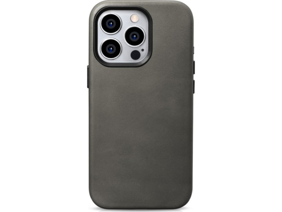 Kožený obal na iPhone 15 Pro - iCarer, OilWax MagSafe Gray WMI15230602-Gray
