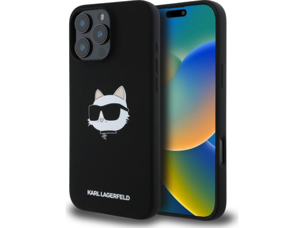 Ochranný kryt na iPhone 16 Pro - Karl Lagerfeld, Silicone Choupette Head MagSafe Black KLHMP16LSCHPPLK