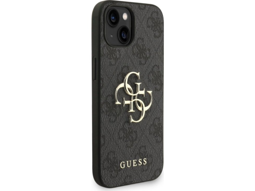 Ochranný kryt na iPhone 15 - Guess, 4G Metal Logo Strap Black GUHCP15SP4GMGSK