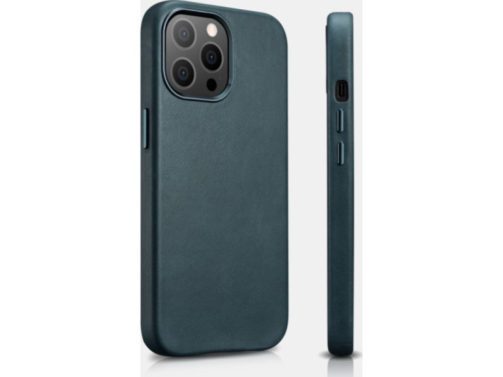 Kožený kryt na iPhone 13 Pro MAX - iCarer, Oil Wax with MagSafe Blue 11.01.WMI1304-BU