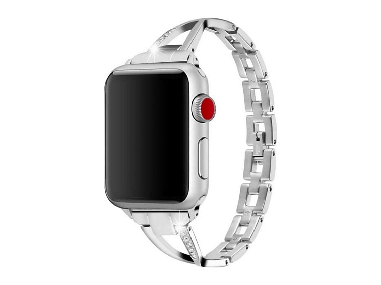 Stylový řemínek s kamínky pro Apple Watch - Stříbrný