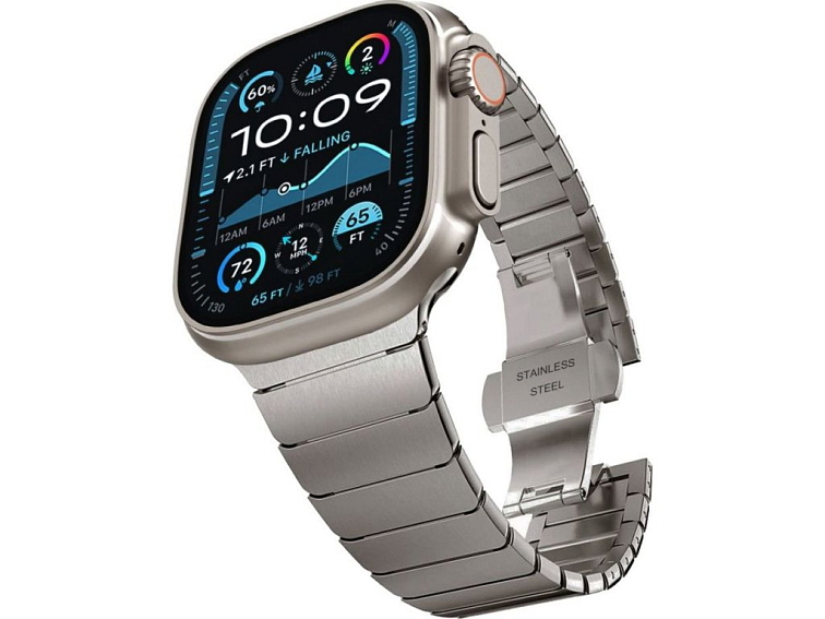 Řemínek na Apple Watch 44mm / 45mm / 46mm / 49mm - Tech-Protect, Stainless Classic Linkband Titanium